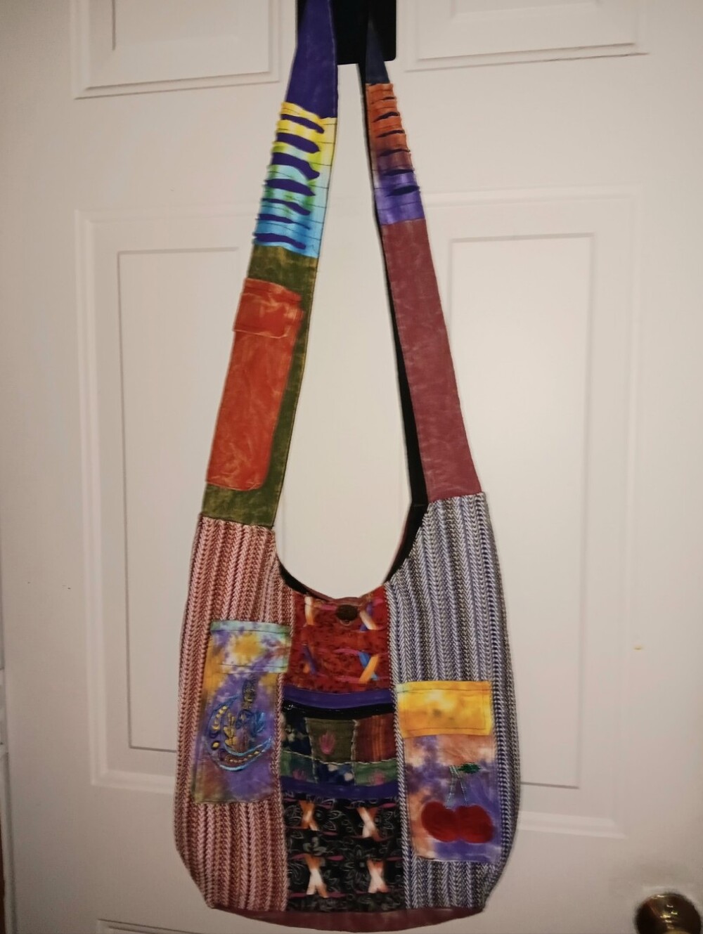 The Collection Royal boho crossbody bag, handmade in Nepal of upcycled fabric